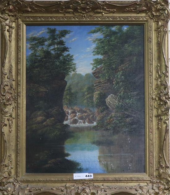 Henry Ashby Binckes View of a waterfall 51 x 41cm.